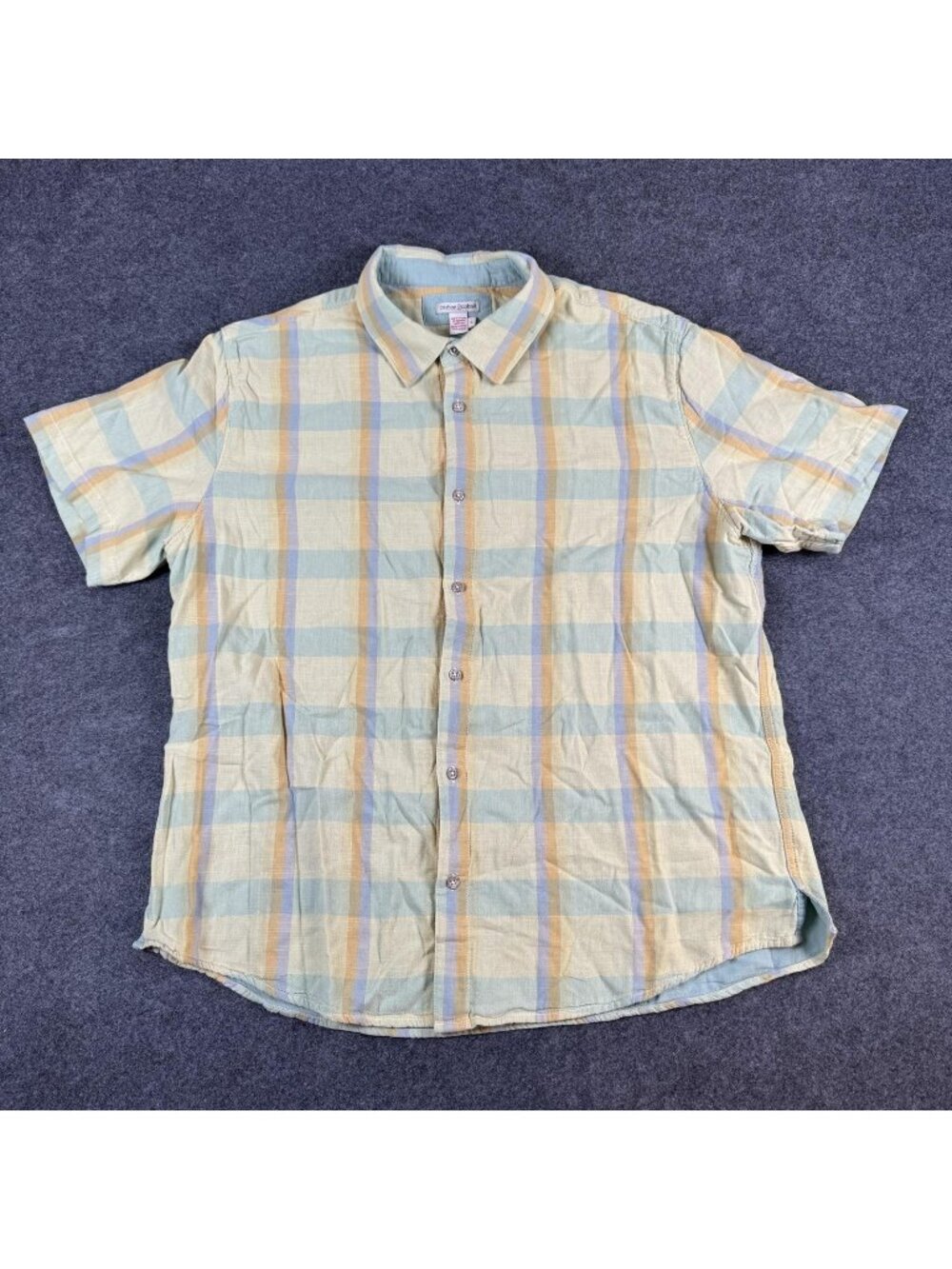 Carbon2cobalt Shirt Mens Size XL Multicolor Plaid Short Sleeve Summer Casual